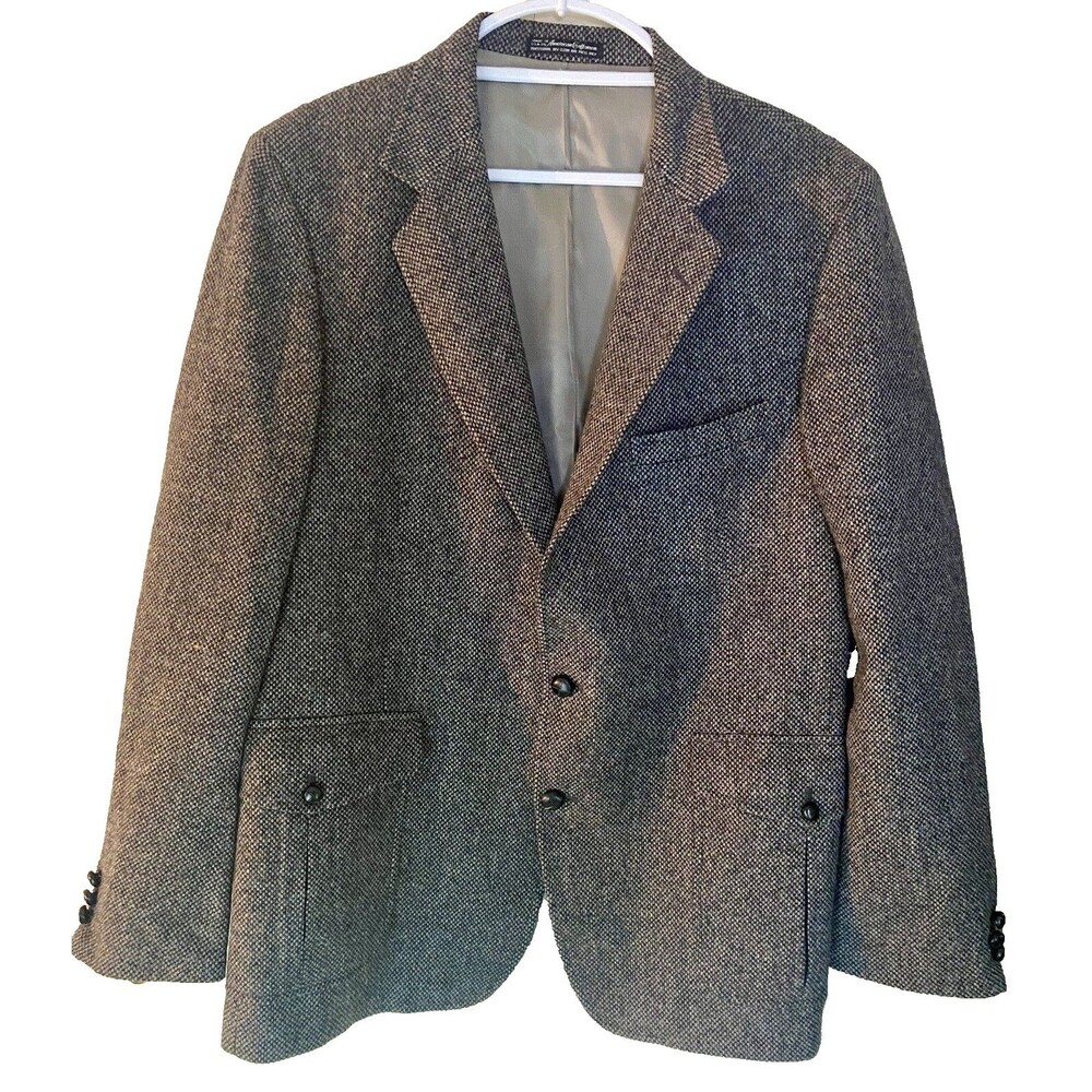 Vintage USA Made Sport Coat Mens 44L Brown Gray  Textured Tweed